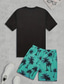 abordables Conjuntos de camisetas estampadas para hombre-Hombre Palmera 2 piezas Conjuntos de camisetas Tops de verano Manga Corta Pantalones cortos Cuello Barco Casual Complejo Casual Noche Ropa de vacaciones Impresión 3D Verano Azul Rosa Verde