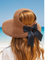 preiswerte Hüte für Damen-Faltbarer Stroh-Sonnenhut für Damen mit breiter Krempe und schwarzer Schleife – eleganter UV-Schutzhut für den Strandurlaub, Sommerreisen und Outdoor-Aktivitäten