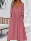 ieftine Rochii florale-Pentru femei Rochie Lunga Rochie Maxi Rochie casual Rochie Skater Rochie de vară Modă Modern Vacanță Zilnic Sfârșit de săptămână Fit regulat Simplu Manșon Lung În V Negru Roz Îmbujorat Roșu Vin