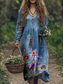 preiswerte Blumenkleider-Damen Maxikleid Sommerkleid Faltenkleid Urlaub Lässig Boho Ausgehen Strand Standard Passform Blumen Grafik Paisley-Muster Langarm V Ausschnitt Rosa Blau Orange Khaki Sommer Frühling