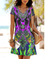 abordables Vestidos Boho-Mujer Mini vestido Vestido estilo camiseta Vestido de una línea Vestido de verano Casual Diario Ajuste regular Graphic Tribal Manga Corta Cuello redondo Azul Piscina Morado Naranja Verde Trébol