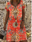 ieftine Rochie boho-Pentru femei Rochie Mini Rochie A line Rochie de vară Casual Zilnic Fit regulat Floral Grafic Tribal Manșon scurt În V Portocaliu Vară Primăvară