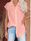 cheap Women&#039;s Plain Tops-Women&#039;s Shirt Solid Color Plain Basic Casual Short Sleeve Shirt Collar Regular Tops Daily Buttons Black White Pink Wine Summer Spring