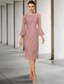 cheap Tea Length-Sheath Mother of the Bride Dress Wedding Guest Elegant Vintage Jewel Neck Tea Length Lace 3/4 Length Sleeve with Sequin 2025 free custom size