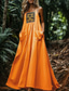 cheap Boho Dress-Women&#039;s Long Dress Maxi Dress Vintage Dress Boho Dress Western Dress Vintage Classic Outdoor Daily Going out Regular Fit Flower Sleeveless Spaghetti Strap Orange Summer