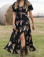 cheap Boho Dress-Women&#039;s Long Dress Maxi Dress Casual Dress Summer Dress Boho Dress Print Dress Fashion Outdoor Party Holiday Regular Fit Floral Sleeveless V Neck Black Summer Spring