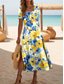 preiswerte Blumenkleider-Damen Midikleid Sommerkleid A Linie Kleid Urlaub Lässig Strand Täglich Ausgehen Normale Passform Blumen Grafik Kurzarm Rundhalsausschnitt Gelb Rosa Blau Purpur Sommer