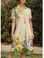 ieftine rochie florală-Pentru femei Rochii Midi Rochie A line Vacanță Casual Zilnic Dată Fit regulat Floral Grafic Frunză Manșon scurt Guler Cămașă Galben Vară Primăvară