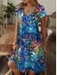 tanie kwiatowa sukienka-Kobieca Sukienka Mini Sukienka A Linia Sukienka T-Shirt Sukienka Tee Sukienka Casual Wakacje Codzienna Regularna Dobrana Graficzny Paisley Krótki Rękaw Dekolt w Serek Niebieska Beżowa Lato Wiosna