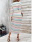 abordables Vestido Sencillo-Mujer Mini vestido Vestido tubo Vestido ajustado Vestido de verano Casual Diario Ajuste regular A Rayas Manga 3/4 Cuello Barco Negro Blanco Azul Piscina Verano