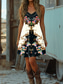 billiga Boho-klänning-Damers Boho Klänning Western Klänning Vintage Mini Klänning Sundress A-linje Klänning Slip Klänning Off The Shoulder Klänning Semester Avslappnad Gå ut Strand Grafisk Geometrisk Tribal Ärmlös V-hals