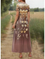 ieftine Rochii boho-Pentru femei Rochie Maxi Rochii Tricou Rochie A line Vacanță În aer liber Ieșire Fit standard Floral Grafic Imprimeu Paisley Manșon scurt În V Albastru piscină Maro Trifoi Vară