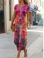 tanie Sukienka boho-Damskie Sukienka midi Sukienka ołówkowa Sukienka t-shirtowa Letnie sukienki Urlop Codzienny Boho Codzienny Regularny Graficzny W Tureckie Wzory Plemienny Krótki rękaw Półgolf Czarny Niebieski