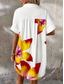 abordables Vestido Floral-Vestido camisero mini para mujer, vestido recto, informal, semiformal, diario, corte regular, estampado floral, manga corta, cuello camisero, amarillo, verano