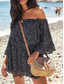 billiga Blommiga klänningar-Kvinnors Boho-klänning Västern-klänning Vintage Mini-klänning A-linjeformad klänning Off The Shoulder-klänning Semester Avslappnad Boho Utomhus Utegång Strand Regular Fit Blommönster Grafik Randig