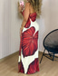 abordables Vestidos casuales con flores-Mujer vestido largo vestido largo Vestido tubo Vestido de verano Elegante Festivos Cita Ajuste regular Hoja Sin Mangas Un Hombro Rojo Marrón Verano