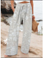 cheap Wide Leg &amp; High Waisted-Women&#039;s Wide Leg Chinos Baggy Pants Vacation Vintage Fashion Full Length High Waist Floral Graphic Printing Thermal Warm Breathable Soft Micro-elastic Vacation Street Causal Robin&#039;s Egg Blue White