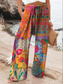 cheap Wide Leg &amp; High Waisted-Women&#039;s Wide Leg Chinos Baggy Pants Vacation Vintage Fashion Full Length High Waist Floral Graphic Printing Thermal Warm Breathable Soft Micro-elastic Vacation Street Causal Robin&#039;s Egg Blue White