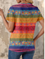 voordelige Boho t-shirt-Dames T-shirt Afdrukken Grafisch Geometrisch Kleurenblok Stijlvol Casual Korte mouw V-hals Normale tops Dagelijks Weekend Regenboog Zomer Lente