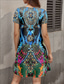 abordables Vestidos Boho-Mujer Mini vestido Vestido estilo camiseta Vestido de una línea Vestido de verano Casual Diario Ajuste regular Graphic Tribal Manga Corta Cuello redondo Azul Piscina Morado Naranja Verde Trébol