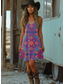 billiga Boho-klänning-Damers Boho Klänning Western Klänning Vintage Mini Klänning Sundress A-linje Klänning Slip Klänning Off The Shoulder Klänning Semester Avslappnad Gå ut Strand Grafisk Geometrisk Tribal Ärmlös V-hals