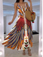 preiswerte Boho Kleider-Damen Maxikleid A Linie Kleid Unterkleid Urlaub Lässig Boho Ausgehen Strand Normale Passform Blumen Grafik Feder Ärmellos V Ausschnitt Blau Orange Grün Rosa Sommer Frühling