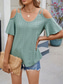 cheap Women&#039;s Plain Tops-Women&#039;s Shirt Blouse Solid Color Stylish Casual Short Sleeve Strap Regular Tops Daily Eyelet Sage Green Black White Pink Sky Blue Summer