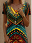 abordables Vestidos Boho-Mujer Mini vestido Vestido estilo camiseta Vestido de verano Vestido de cambio Casual Fiesta Playa Ajuste regular Graphic Tribal Abstracto Manga Corta Cuello redondo Naranja rojo Verano Primavera