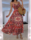 ieftine Rochii boho-Pentru femei Rochie Maxi Rochie A line Rochie Slip Vacanță Casual Boho Ieșire Plajă Fit standard Floral Grafic Fără manșon În V Roșu-aprins Portocaliu Vară Primăvară
