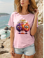 billiga Humor &amp;amp; citationstecken-Dam T-shirt Grafisk Djur Fågel Vintage Stylish Klassisk Kortärmad Rund hals Vanliga toppar Dagligen Mönster Vit Rodnande Rosa Ljusblå Sommar Vår