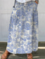 abordables Jupes graphiques-Jupe Femme Jupe Maxi Jupe Décontractée Jupe Maxi Taille Haute Imprimé Floral Lin Micro-élastique Rue Jaune Bleu Vert Bleu Pâle Été Polyester Lin