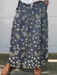 abordables Jupes graphiques-Jupe Femme Jupe Maxi Jupe Décontractée Jupe Maxi Taille Haute Imprimé Floral Lin Micro-élastique Rue Jaune Bleu Vert Bleu Pâle Été Polyester Lin