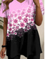 billiga Kvinnors korta set-Kvinnors 2 Delar Mode T-shirt Shorts Set Kort Ärmar V Ringning Blommigt Grafiskt Tryck Avslappnad Daglig Rosa Blå Grön Sommar Vanlig Passform