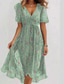 cheap Casual Floral Dresses-Women&#039;s Mini Dress Cocktail Dress Floral Dress Fashion Modern Outdoor Vacation Holiday Regular Fit Flower Short Sleeve V Neck Light Green Red Navy Blue Royal Blue Summer