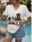 cheap Animals tee-Women&#039;s T Shirt Graphic Animal Rooster Vintage Stylish Classic Short Sleeve V Neck Regular Tops Daily Print White Summer Spring