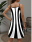 economico Abiti a Strisce e Geometrici-Per donna Mini Abito Abito a trapezio Abito Sottoveste Abito a spalle scoperte Vacanza Casual Uscire Spiaggia Vestibilità regolare Grafico Geometrico Senza Maniche Scollo a V Bianco - nero Estate