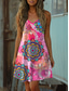 economico Abiti floreali-Per donna Mini Abito Abito a trapezio Abito Estivo Vacanza Casual Quotidiano Vestibilità comoda Grafico Tribale Senza Maniche Collo a U Giallo Rosa Blu Estate