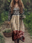 preiswerte Blumenkleider-Damen Maxikleid Sommerkleid Faltenkleid Urlaub Lässig Boho Ausgehen Strand Standard Passform Blumen Grafik Paisley-Muster Langarm V Ausschnitt Rosa Blau Orange Khaki Sommer Frühling