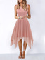 preiswerte abendkleider-Damen Midikleid Abschlussballkleid Partykleid Cocktailkleid Mode Modern Party Abendgesellschaft Date Normale Passform Einfach Ärmellos Rundhalsausschnitt Schwarz Rosa Wein Rote Sommer