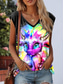 abordables Débardeurs Tie Dye et Dégradé-Débardeur camisole arc-en-ciel Lil Dragonz par Sheena Pike pour femme, motif animal ombré, élégant, décontracté, sans manches, col en V, haut régulier, imprimé quotidien, noir, été, printemps