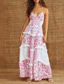cheap Boho Dress-Women&#039;s Long Dress Maxi Dress Slip Dress Boho Dress Western Dress Classic Vacation Date Going out Regular Fit Flower Sleeveless Spaghetti Strap Blush Pink Pink Summer