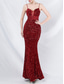 cheap Prom Dresses-Mermaid / Trumpet Prom Dresses Pink Dress Corset Dress Performance Wedding Floor Length Spaghetti Strap with Sequin