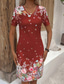 cheap Print Floral Dresses-Women&#039;s Mini Dress Summer Dress Boho Dress Fashion Modern Daily Beach Weekend Regular Fit Floral Short Sleeve V Neck Black Pink Red Navy Blue Summer