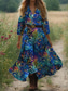 ieftine Rochii boho-Rochie Boho pentru femei rochie western vintage maxi rochie de vară rochie plisată vacanță casual boho pentru ieșiri la plajă ajustare standard grafică paisley mânecă 3/4 guler în V albă albastră