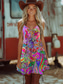 tanie Sukienka boho-Sukienka Boho dla kobiet zachodnia sukienka vintage mini sukienka sukienka na lato sukienka w kształcie litery A sukienka slip sukienka off the shoulder wakacyjna sukienka codzienna sukienka Boho do