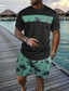 abordables Conjuntos de camisetas estampadas para hombre-Hombre Palmera 2 piezas Conjuntos de camisetas Tops de verano Manga Corta Pantalones cortos Cuello Barco Casual Complejo Casual Noche Ropa de vacaciones Impresión 3D Verano Azul Rosa Verde