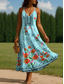 economico Abiti floreali-Per donna Abito maxi Abito a trapezio Abito Sottoveste Vacanza Casual Boho Uscire Vestibilità regolare Floreale Grafico Senza Maniche Scollo a V Spalline sottili Blu Estate Primavera
