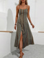 cheap Boho Dress-Women&#039;s Midi Dress Casual Dress Summer Dress Slip Dress Boho Dress Elegant Fashion Modern Daily Beach Weekend Regular Fit Striped Sleeveless V Neck Red Green Summer