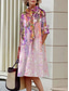 cheap Print Floral Dresses-Women&#039;s Mini Dress Shirt Dress Casual Dress Summer Dress Fashion Vacation Daily Weekend Regular Fit Floral Long Sleeve Shirt Collar Pink Purple Summer