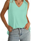 billige Enkel tank topp-Dame Camisole Tank Top Helfarge Tropisk Fritid Ermeløs V-hals Vanlige topper Daglig Hvit Lysegrønn Sommer